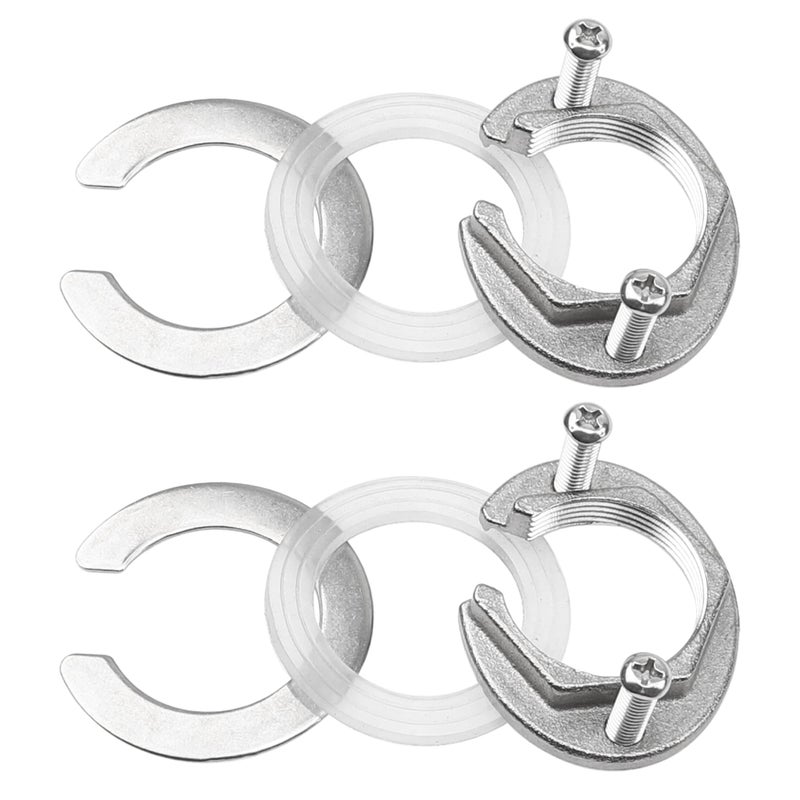 Rrina 2Pcs Hot Cold Faucet Fixing Tool Set Lock Nut Prevent Kitchen Bathroom Faucets from loosening (Stainless Steel) - Image 1